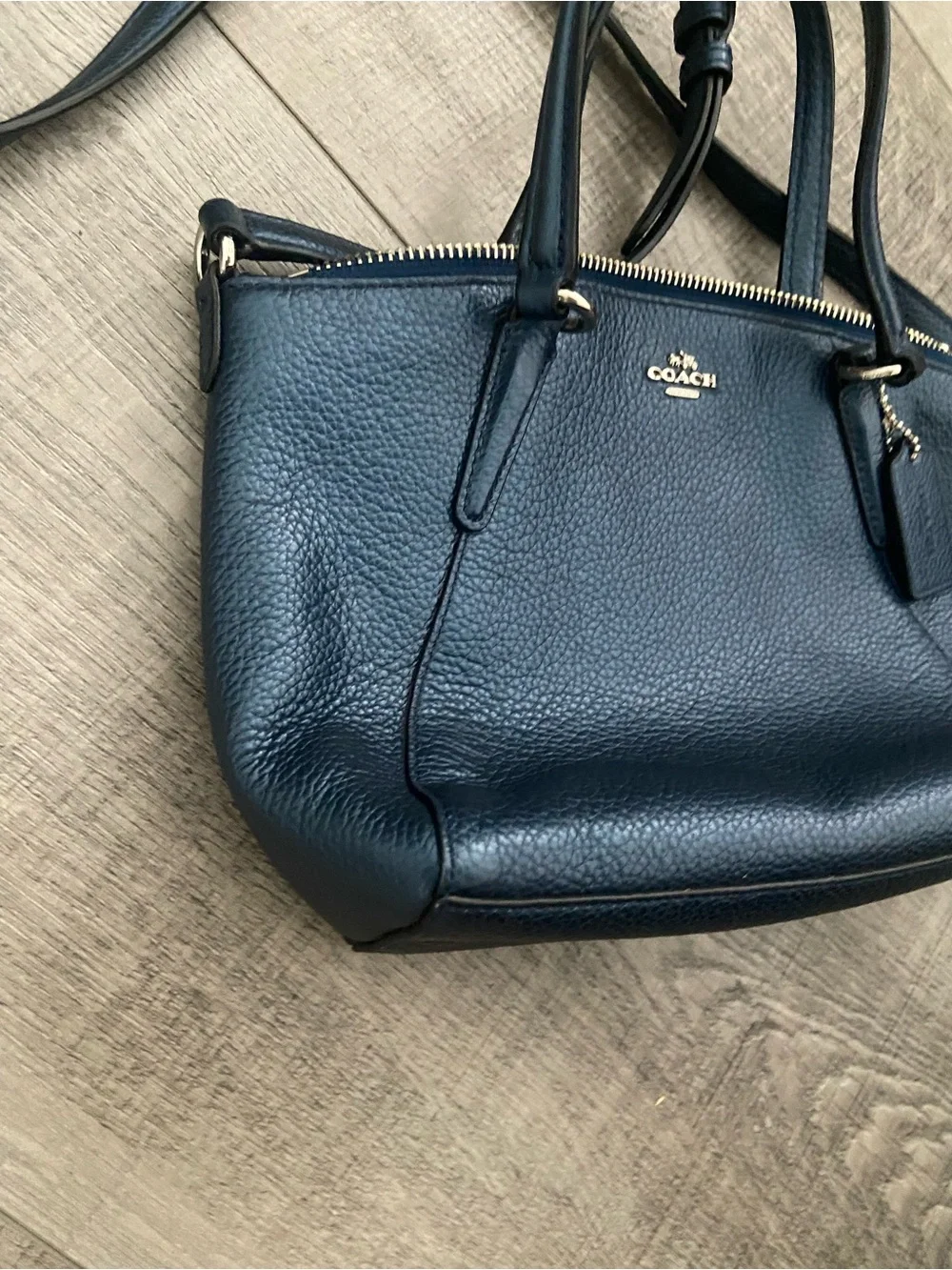 Coach Pebbled Leather Mini Satchel in Deep Blue